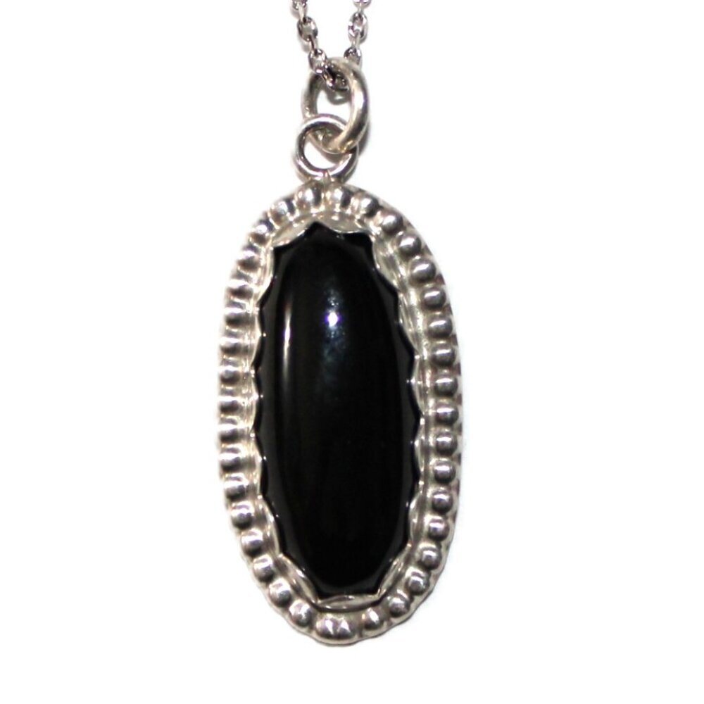 Sterling Silver Southwestern Onyx Stone Necklace